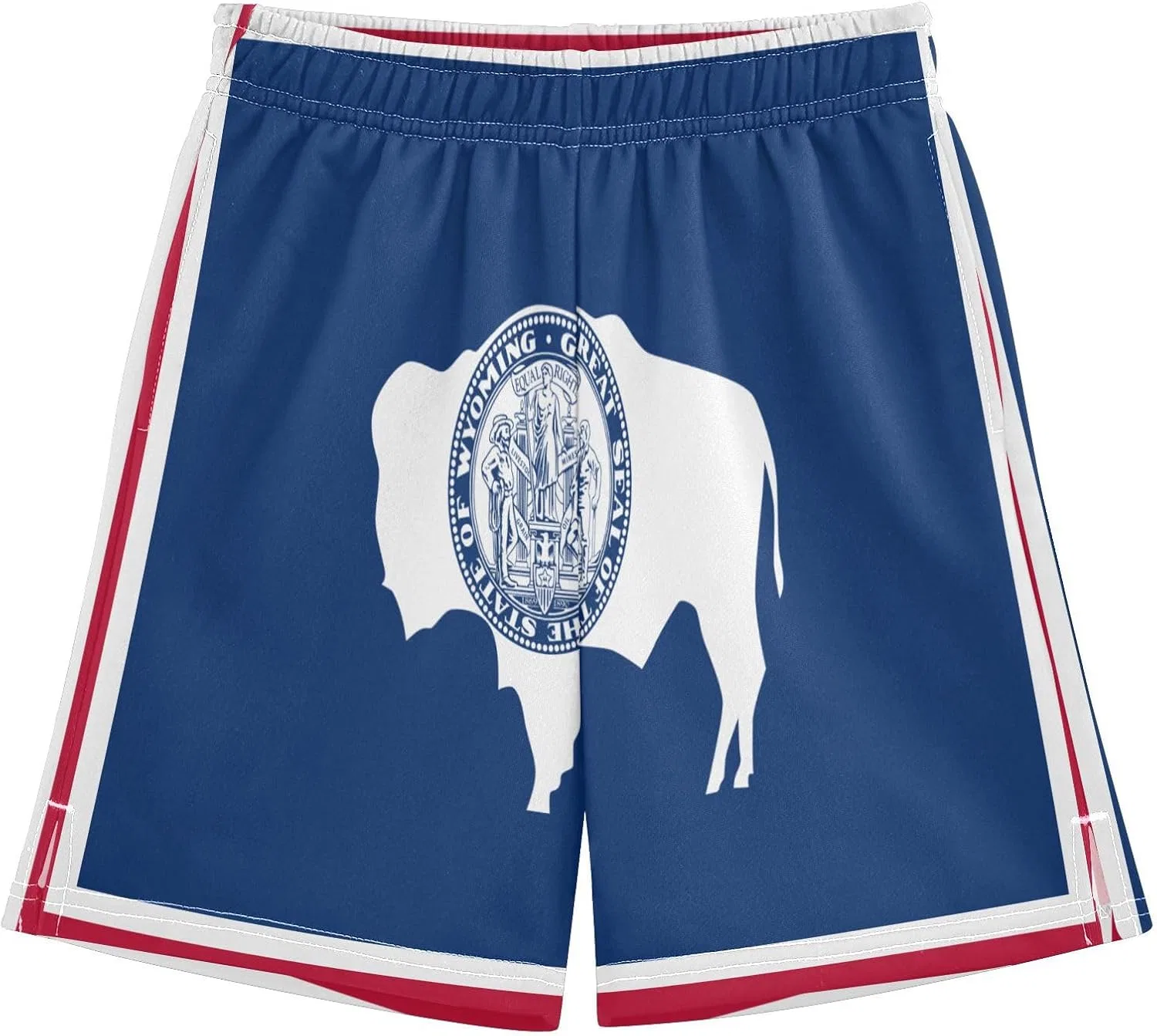 Шорты спортивные для мальчиков GuoChe с карманами, легкие, цвет Wyoming State Flag