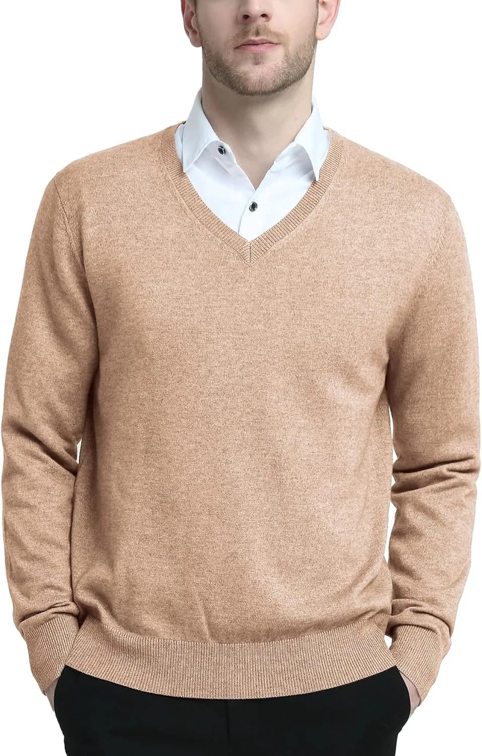 

Мужской свитер V-образного выреза из шерстяной смеси Kallspin Relax Fit