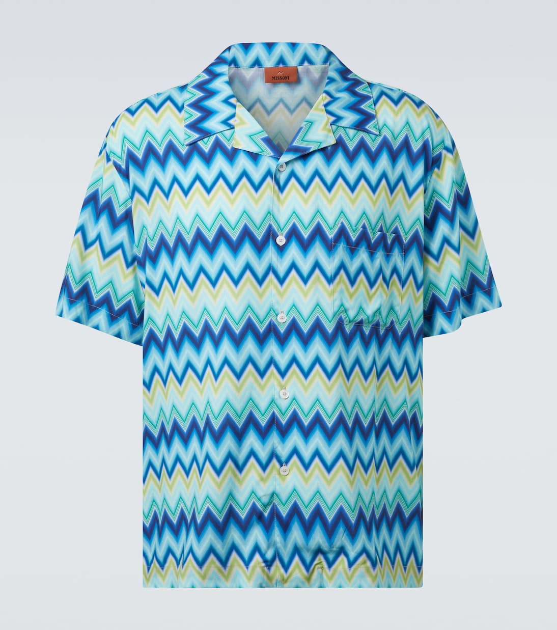 

Зигзагообразная боулинговая рубашка Missoni, Blue and green tones