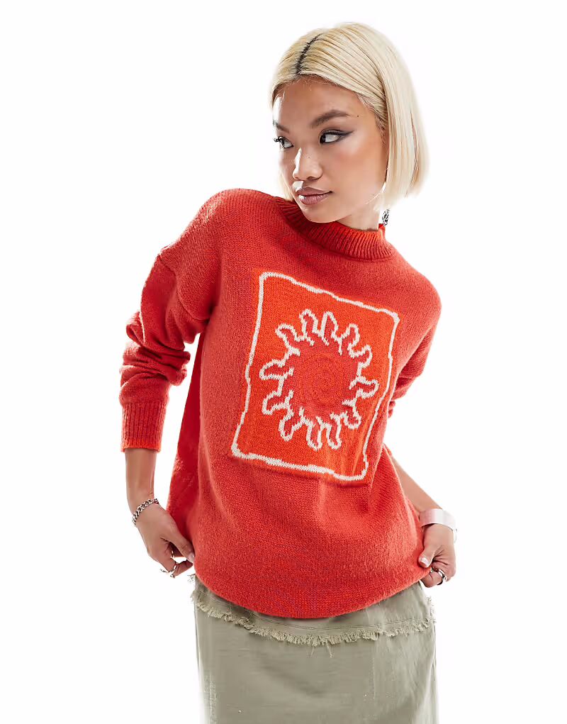 

Вязаный джемпер Daisy Street Sun Intarsia с отделкой