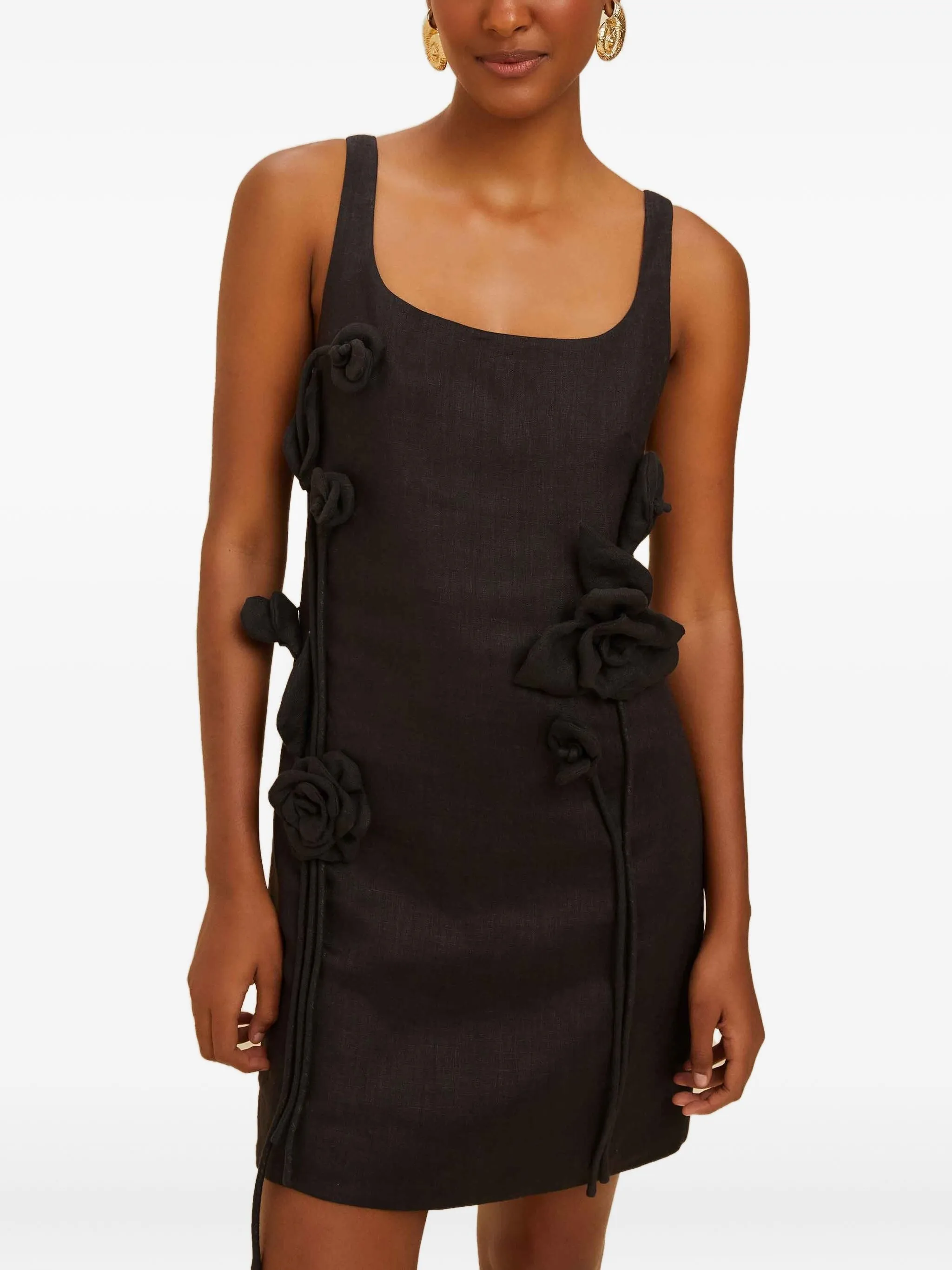 

Мини-платье с цветочной аппликацией Farm Rio, черный