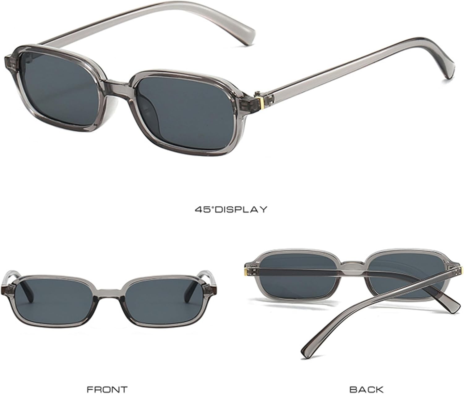 

bullabulling Ретро маленькие квадратные солнцезащитные очки для женщин и мужчин, модные узкие солнцезащитные очки в стиле Y2K, дизайнерские винтажные прямоугольные очки, Grey/Black