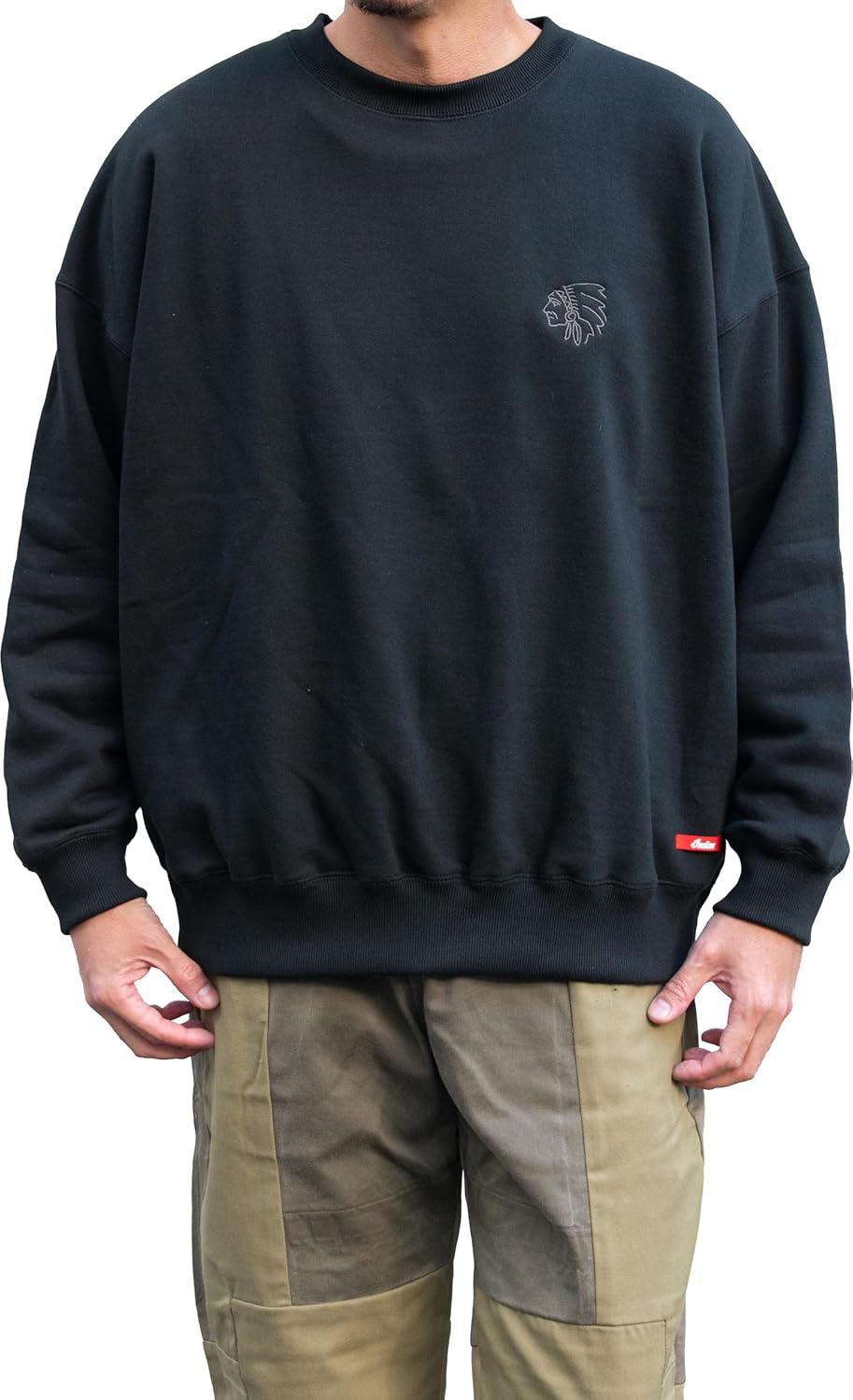 

Большая индийская толстовка с силуэтом вождя, вышивка Indian, черный