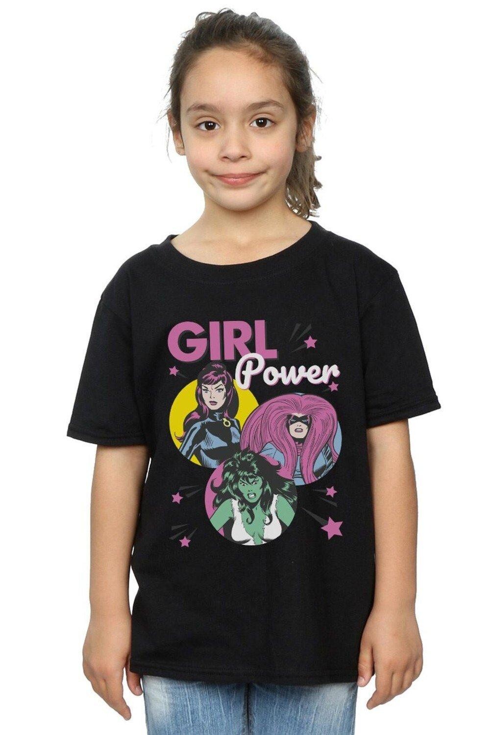 

Хлопковая футболка Girl Power Marvel Comics, черный