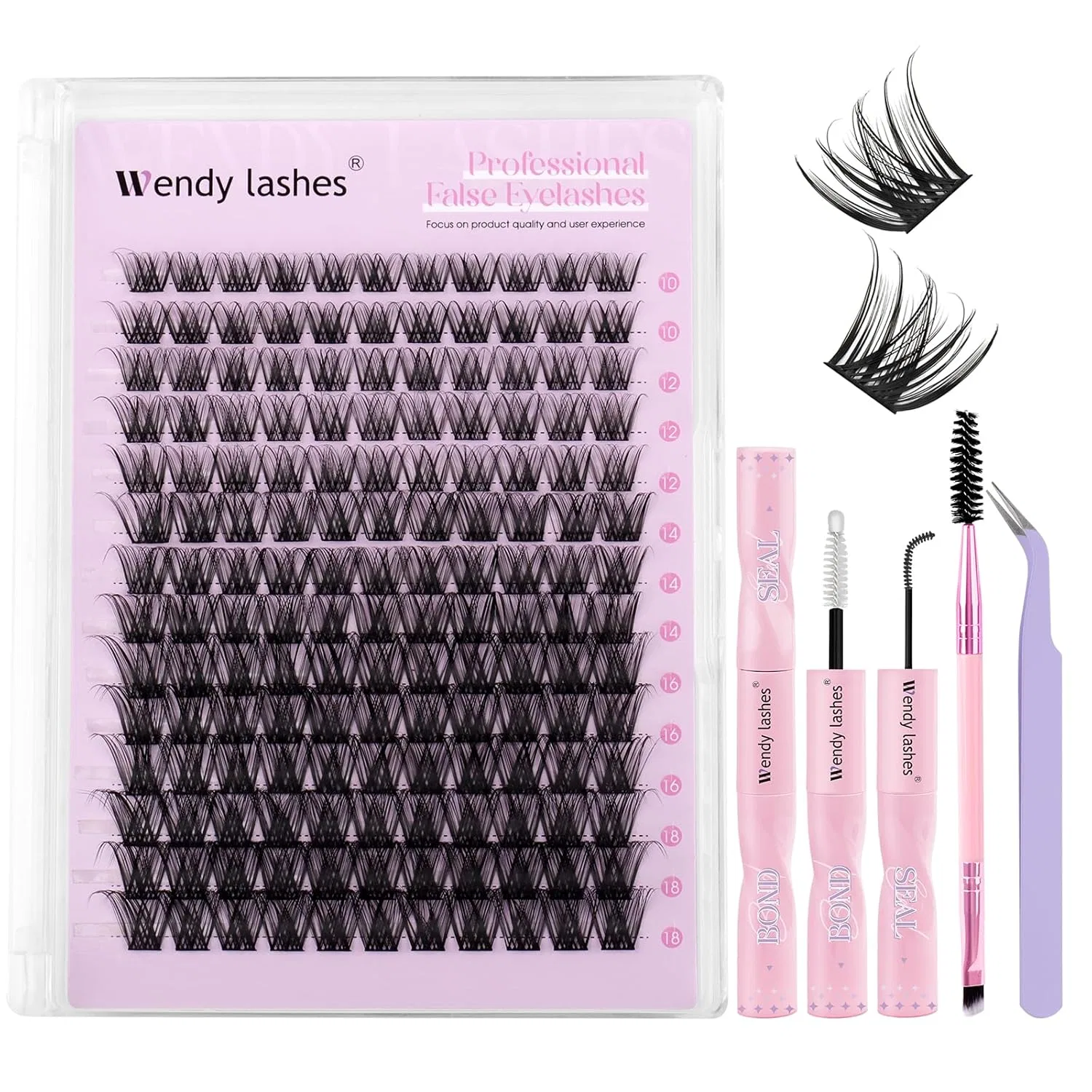 Набор для наращивания ресниц «K002» D-изгиб Wendy Lashes