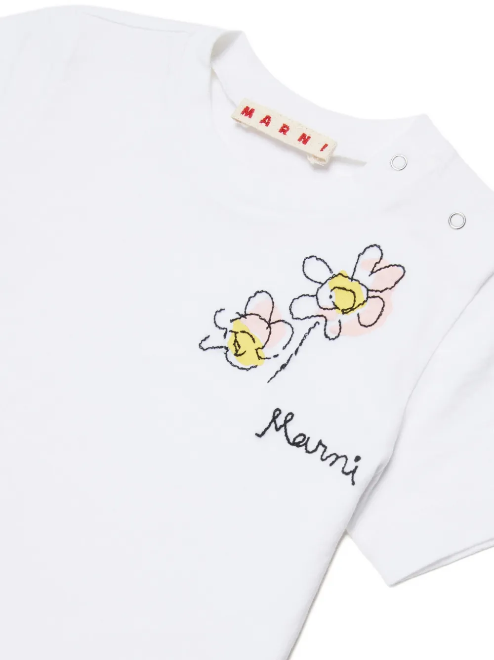 Футболка с цветочной аппликацией Marni Kids, белый — фото 3