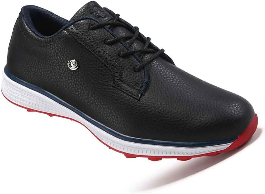 

Мужские гольф-туфли VEACAM без шпилек, удобные кожаные кроссовки для прогулок и спорта на открытом воздухе, черный