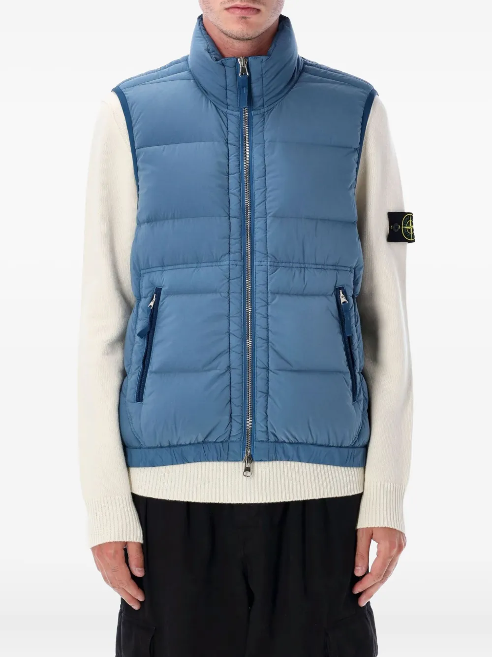 

Стеганый жилет с нашивкой-логотипом Stone Island, синий