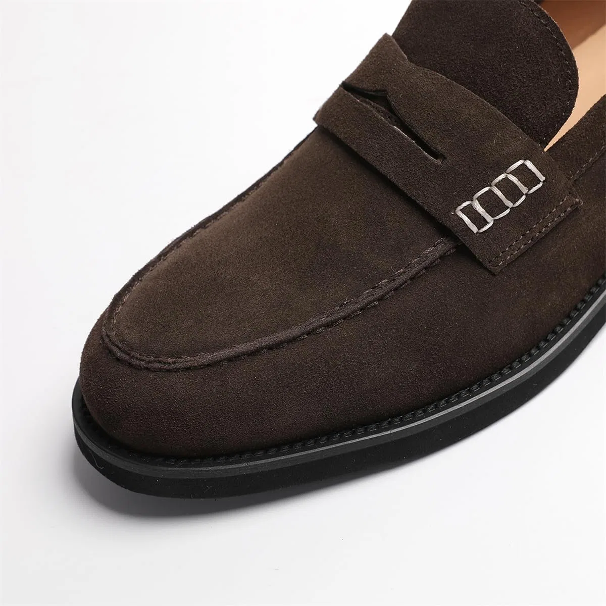 Лоферы из натуральной кожи мужские, повседневные, Penny Loafers, темно-коричневый (замша) FIAVOM — фото 3