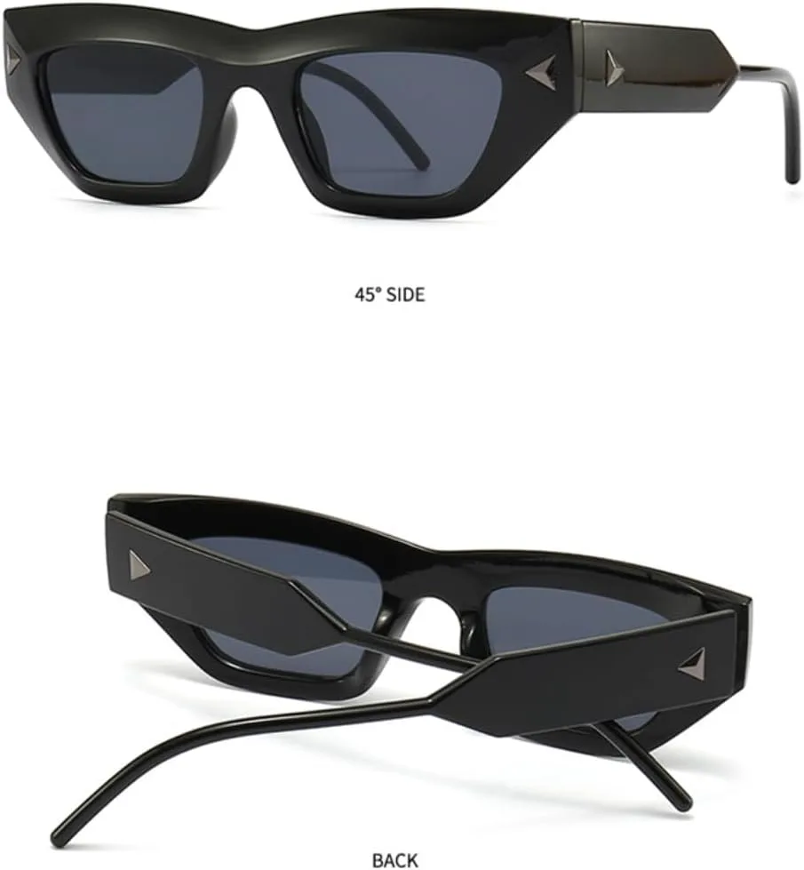 

Модные солнцезащитные очки «кошачий глаз» для женщин, роскошные солнцезащитные очки в винтажном стиле для мужчин, с заклепками и градиентом TOIPASTN, Black Blue Tea