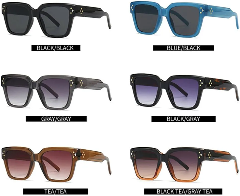 

Ретро женские солнцезащитные очки серого цвета в стиле панк с заклепками, градиентные оттенки, защита от ультрафиолета UV400. Мужские солнцезащитные очки VFDHN, 1