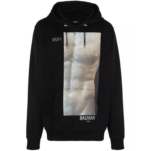 

Футболка graphic-print hoodie Balmain, черный