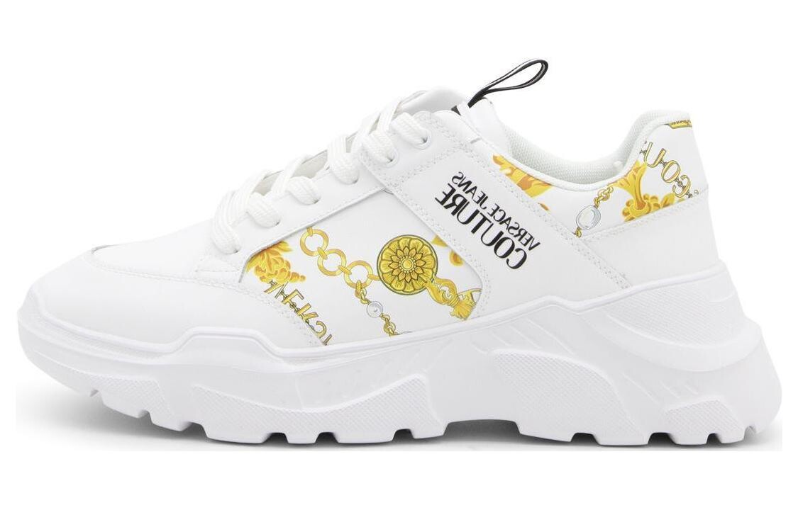 

Кроссовки VERSACE JEANS Couture Chain-link Print Leather Low-top Sneakers, белый