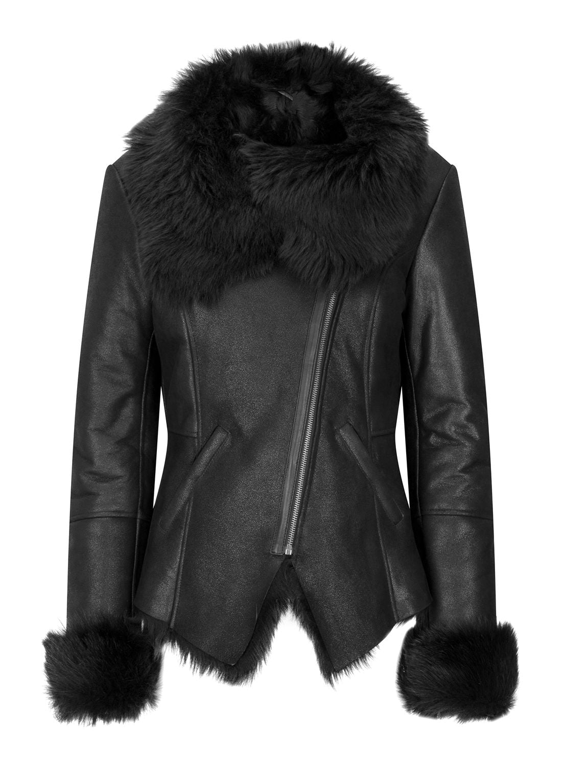 

Короткая зимняя куртка из овчины Toscana TruClothing, черный