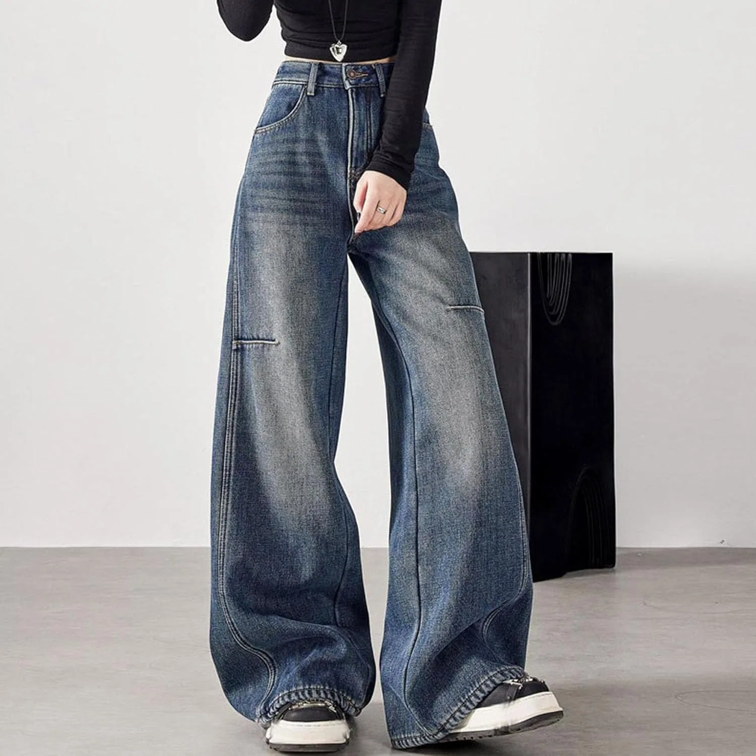Джинсы свободные Y2K, Dark Blue — фото 3