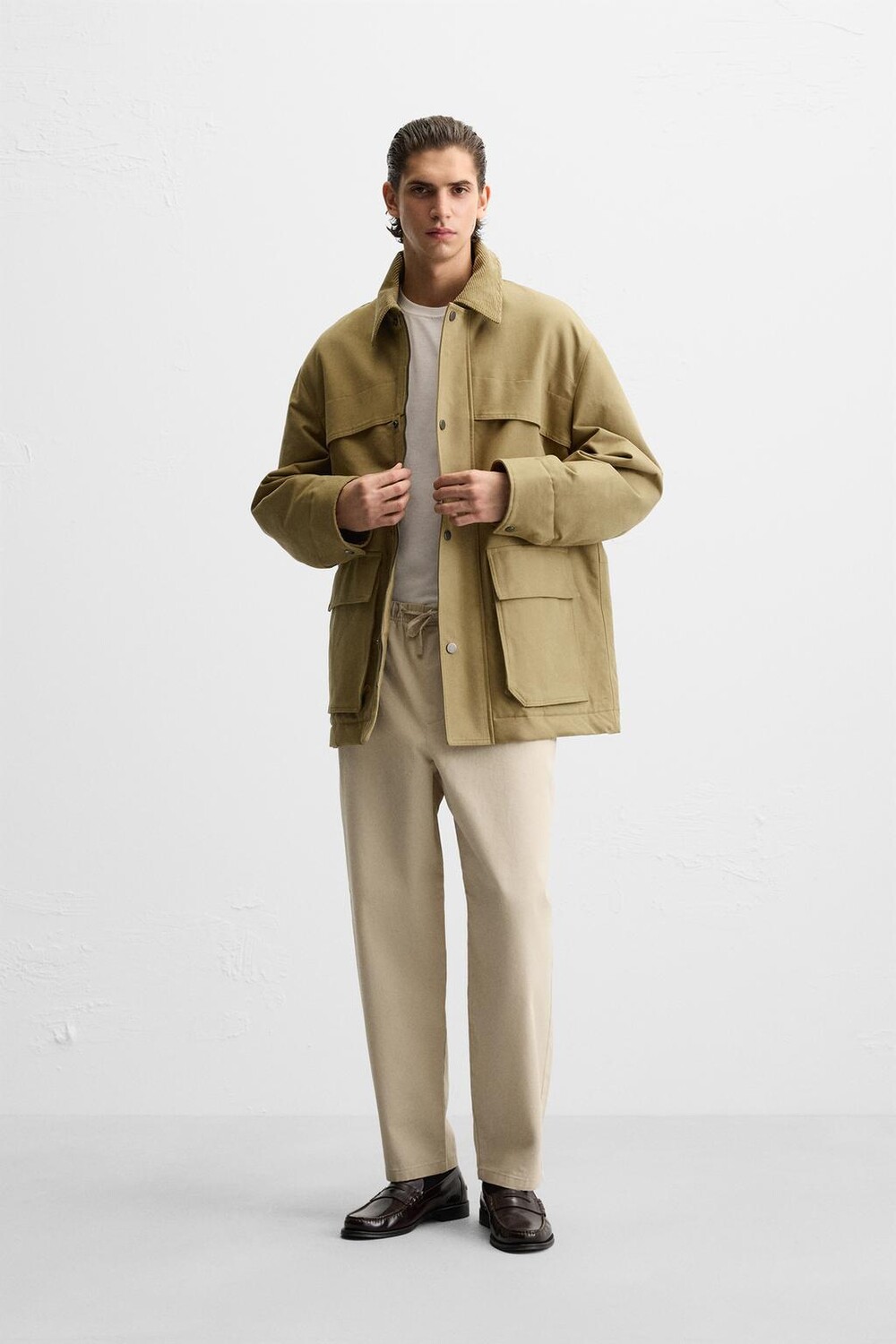 

Брюки крота ZARA, экрю