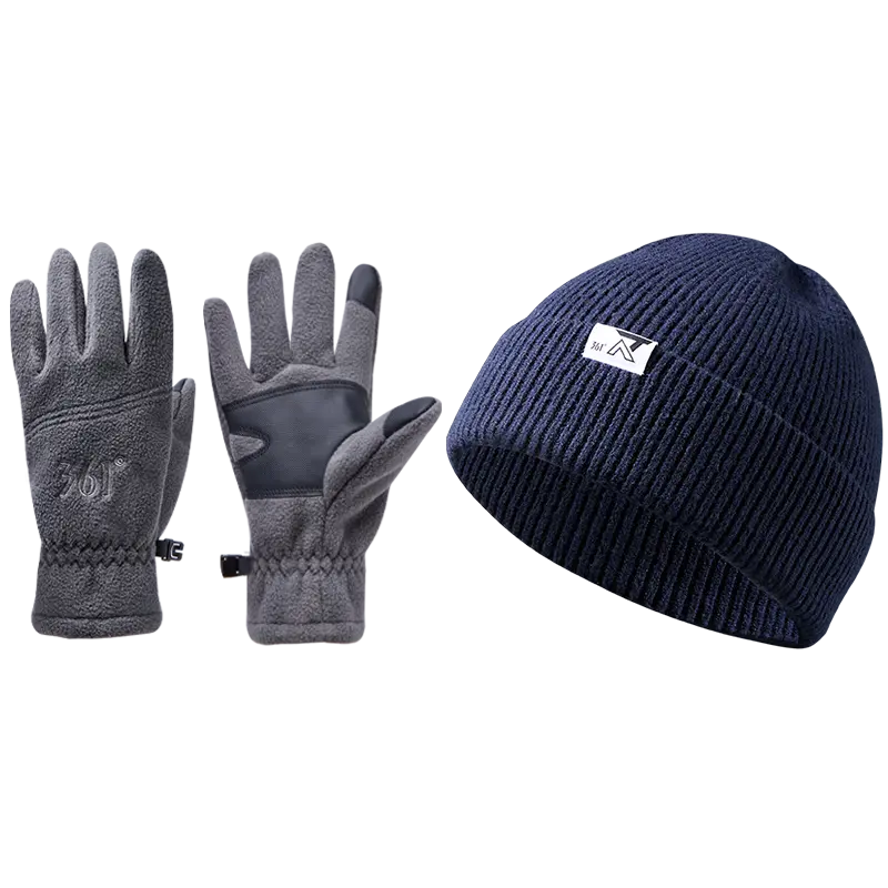 

Перчатки из полиэстера Unisex 361°, серый glove+синий knitted hat