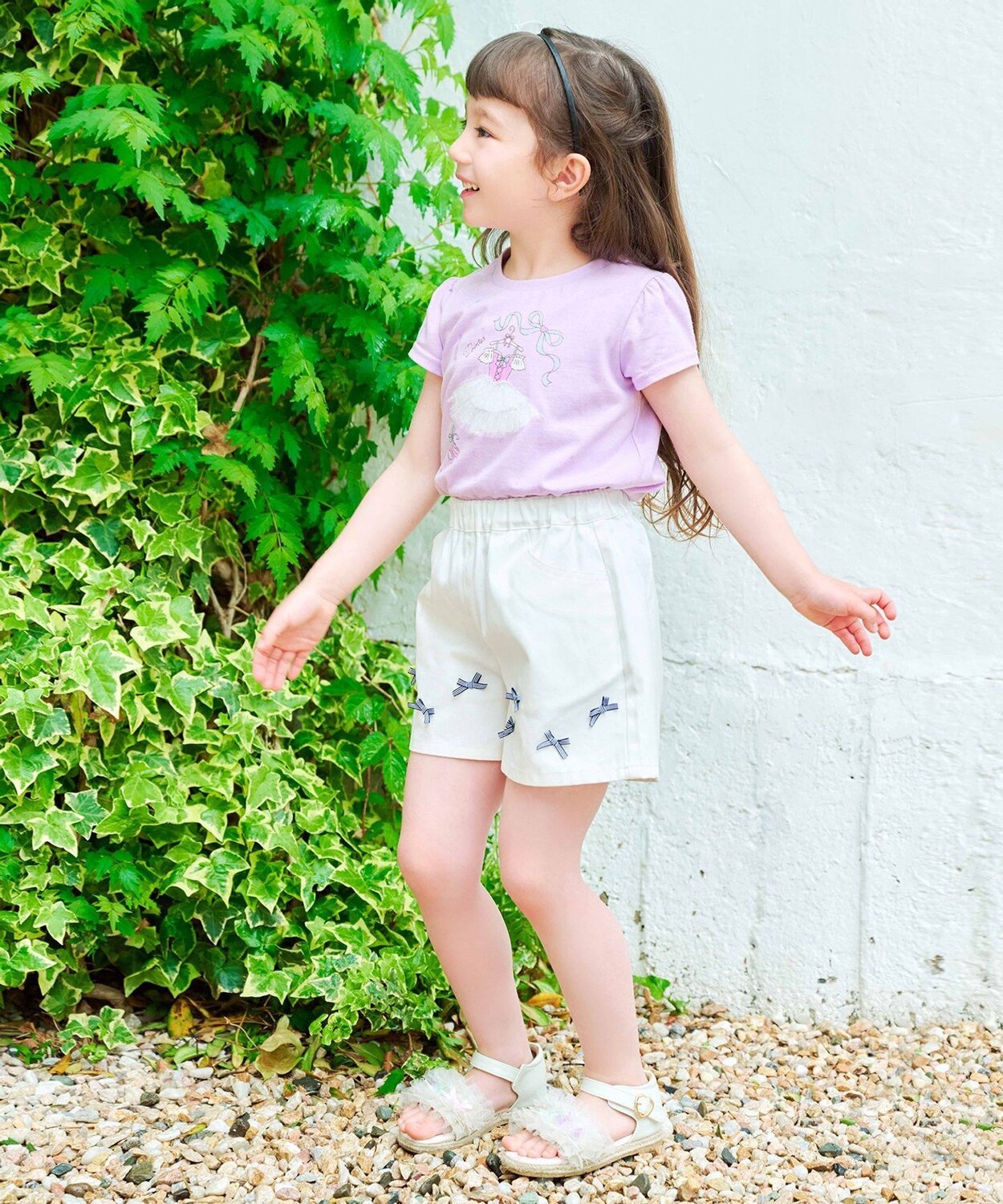 Прохладная и освежающая футболка с аппликацией ANY KIDS, Lavender (Dress) [082] — фото 4