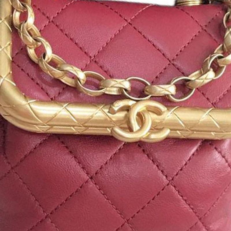 Сумка-коробка из овчины, через плечо, кросс-боди, женская красная CHANEL — фото 2