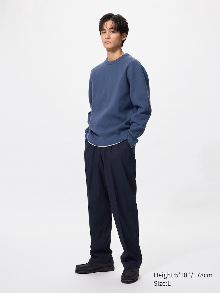 

Широкие брюки со складками Uniqlo, цвет 69 синий
