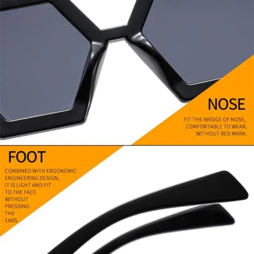 

Винтажные шестиугольные солнцезащитные очки для женщин, модные многоугольные солнцезащитные очки для мужчин с защитой от УФ-излучения UV400 MTZJH, One Size