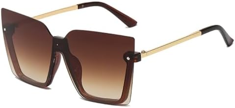 

Солнцезащитные очки большого размера 2027 года для женщин, винтажные, ретро, ​​большие солнцезащитные очки с защитой от УФ-излучения UV400, без оправы, женские MTZJH, Gold Brown