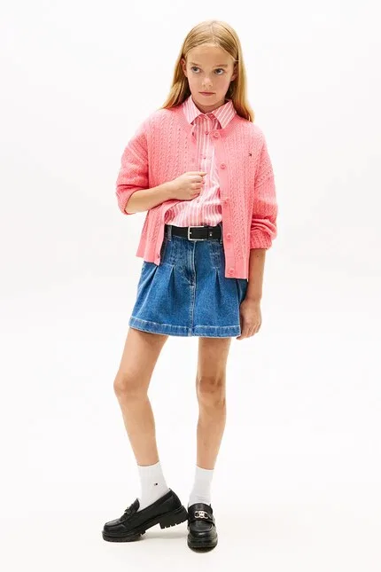 Кардиган детский вязаный Tommy Hilfiger, розовый — фото 3