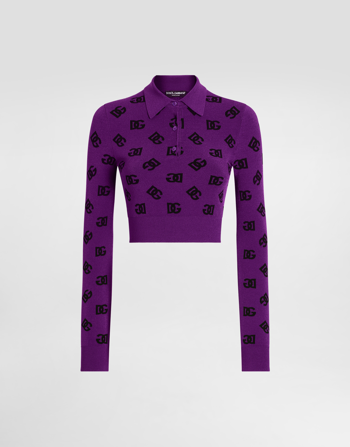 

Джемпер-поло из вискозного жаккарда с длинными рукавами Dolce & Gabbana, мультиколор