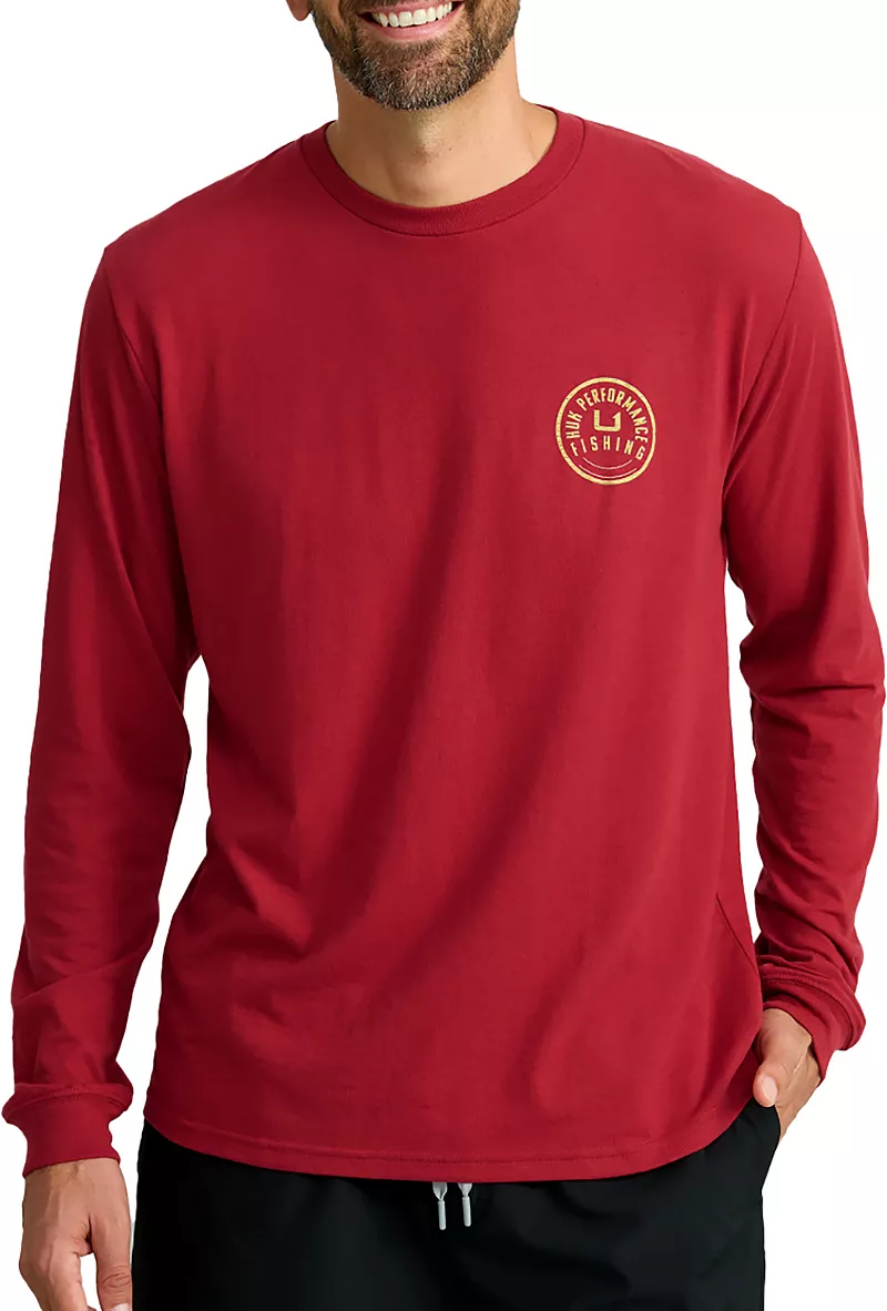 

HUK Мужская рубашка с длинным рукавом с рисунком, цвет Scarlet Blaze