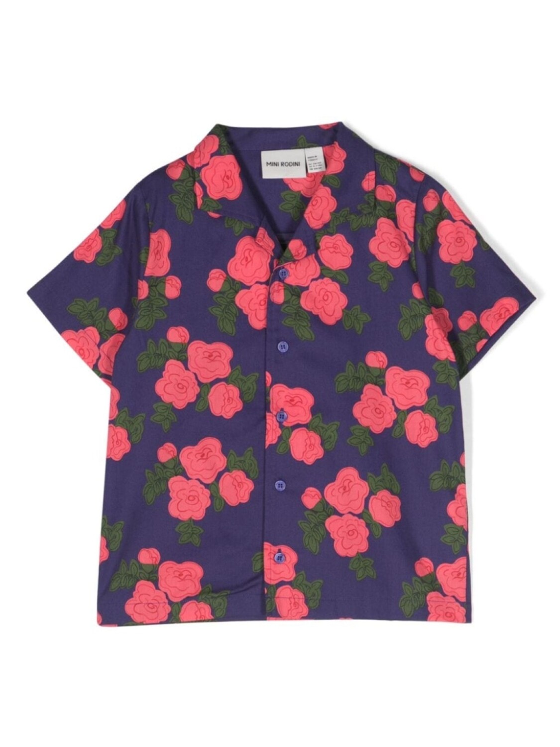 

Mini Rodini рубашка Roses из органического хлопка, синий