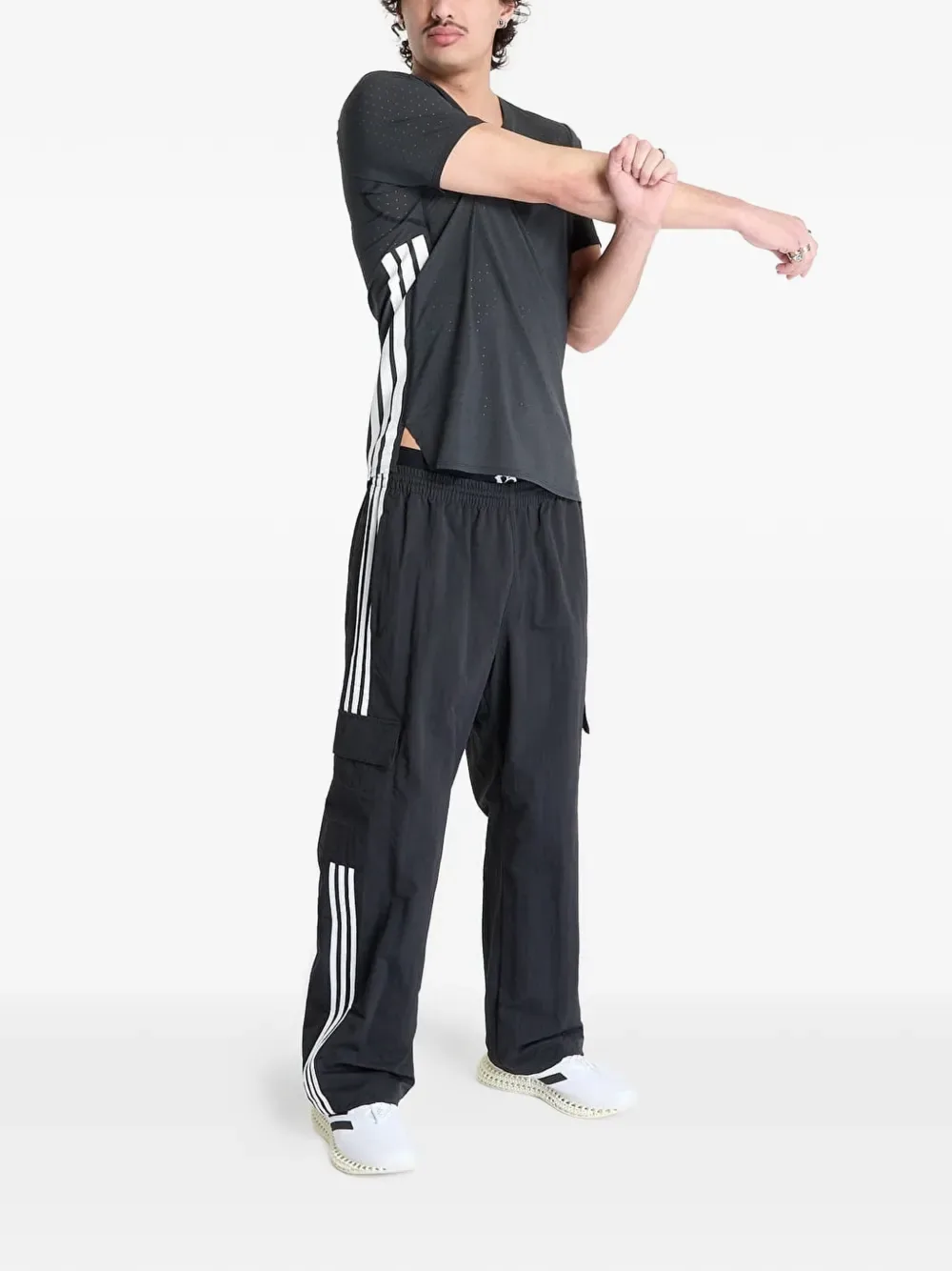 Перфорированная беговая футболка Adizero Adidas, черный — фото 2