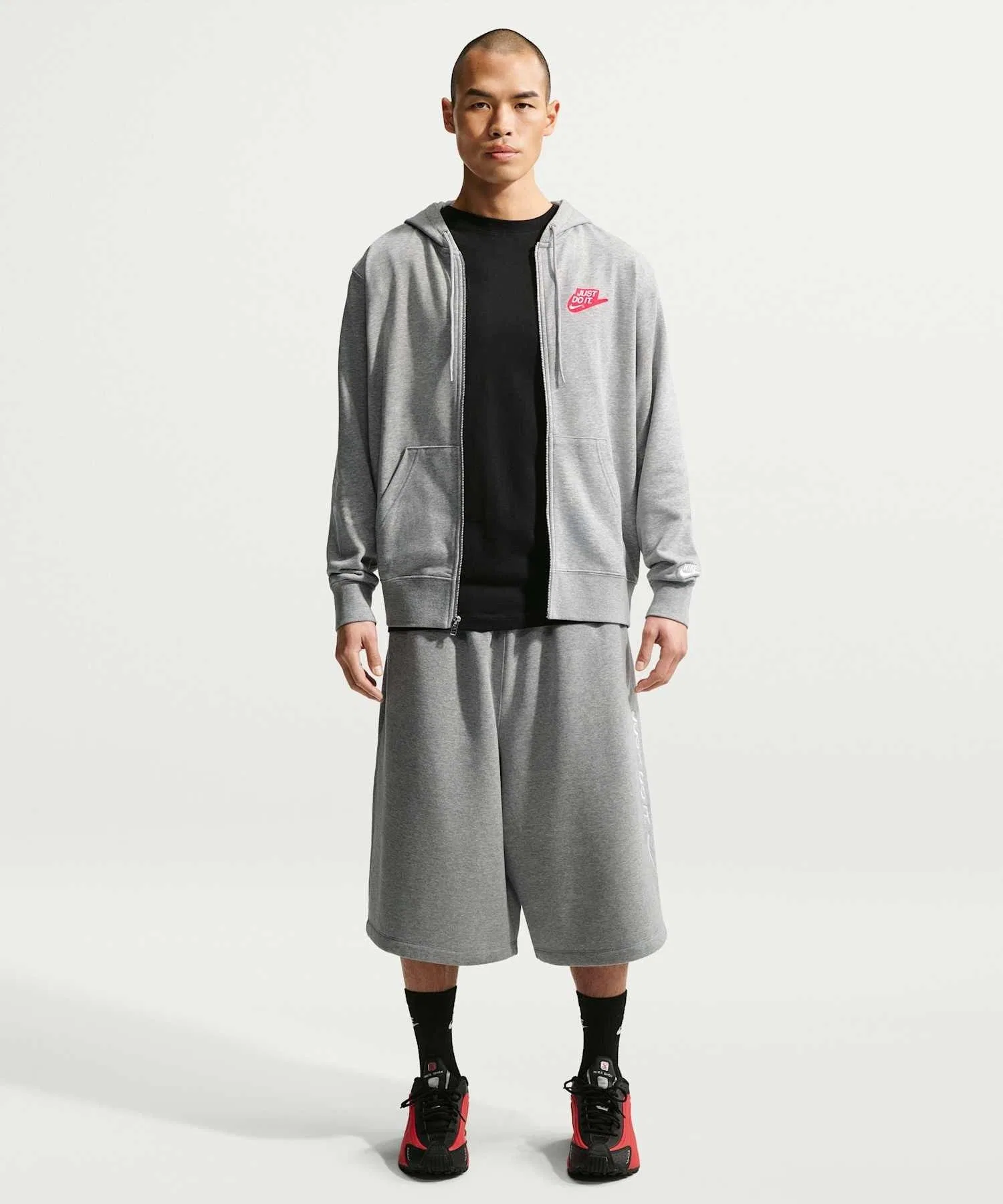 Мужская толстовка Nike Sportswear Club на молнии из французского махрового трикотажа IF0726-063, темно-серый меланж — фото 4