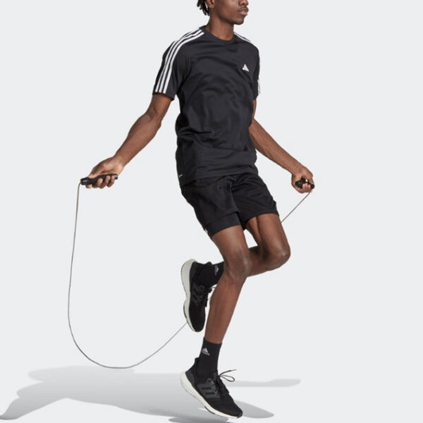 Футболка Essentials 3 полоски тренировочная футболка Adidas, черный — фото 4