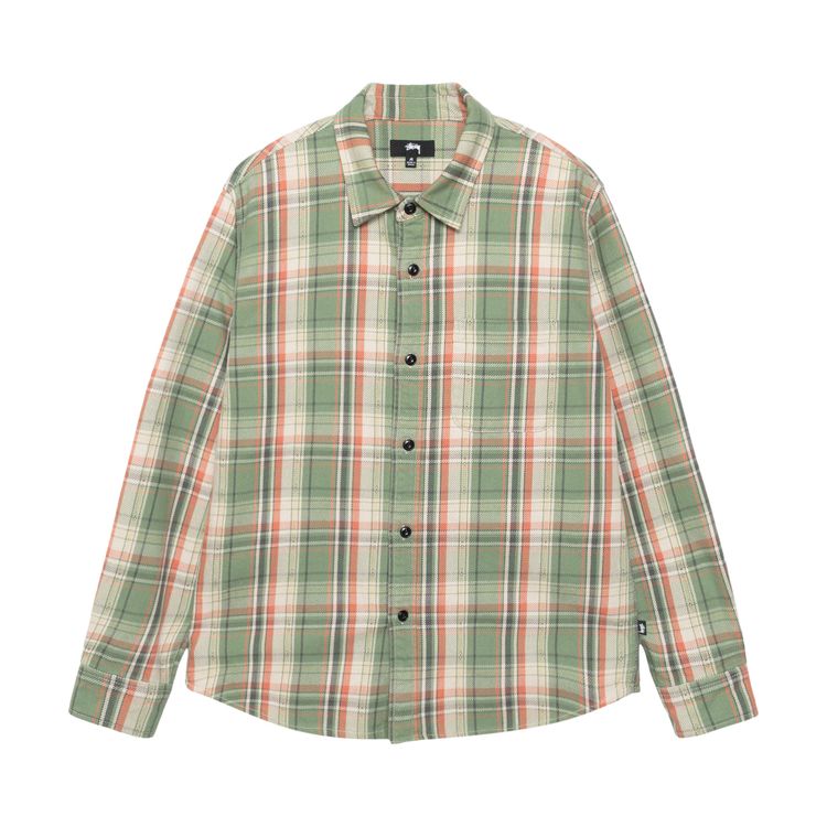 

Рубашка Stussy Dan Washed Cotton Plaid Shirt 'Green', зеленый