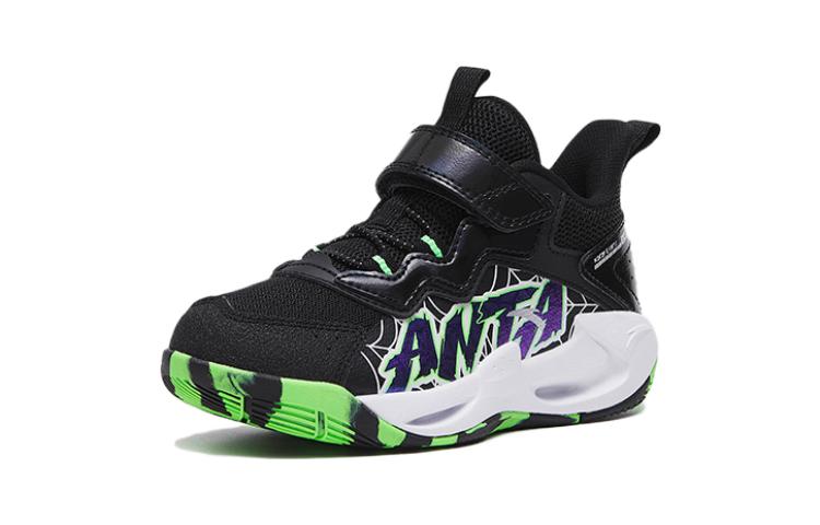 Анта Windhole Cushioning Mid-Top детские баскетбольные кроссовки черно-зеленые для детей 3-7 лет Antakids — фото 3