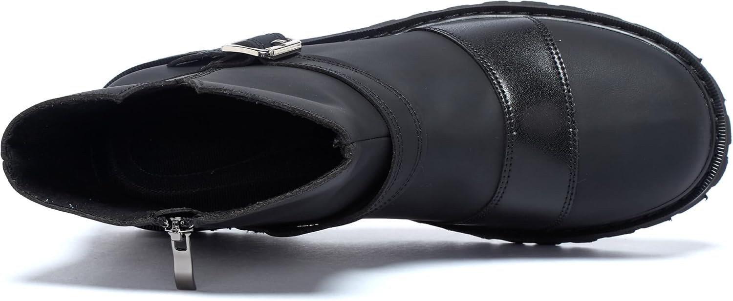 Мужские премиальные кожаные ботинки с круглым носком, модные повседневные ботинки, на молнии, деловые повседневные ботинки, высокие ботинки, мотоциклетные ботинки, мягкие, подошва из EVA против скольжения, прочные Generic, черный — фото 4