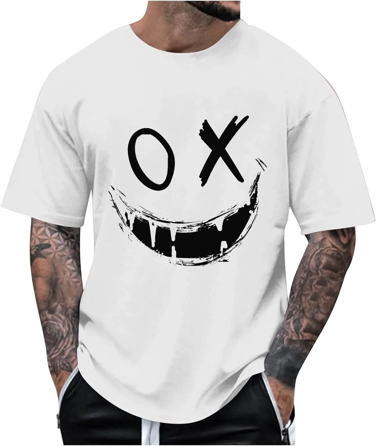 

Uillui Cute X-Eyes-Smiling-Face Graffiti футболка Y2K мужская