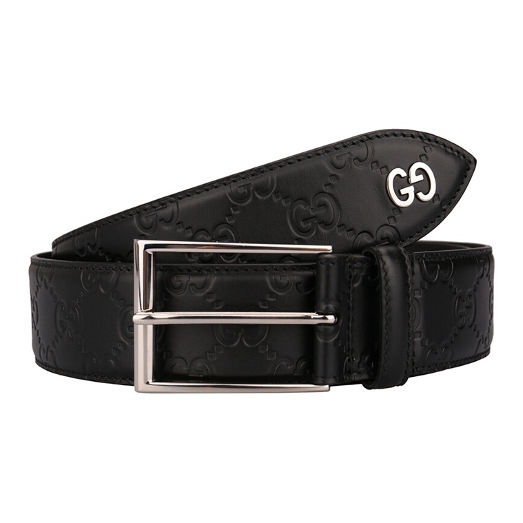 Фирменный пояс с отделкой GG, ширина 1,5 дюйма Gucci, черный