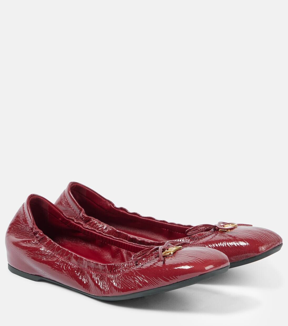 Балетки из лакированной кожи VLogo Signature Valentino Garavani, цвет deep scarlet