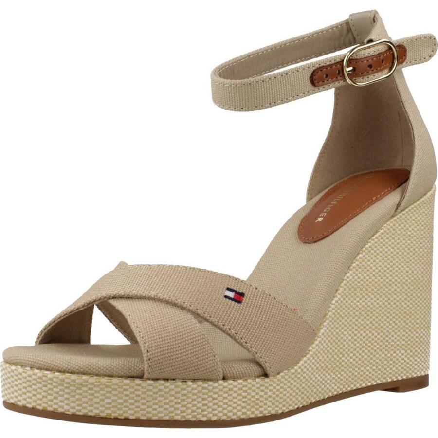 Сандалии Tommy Hilfiger модель Flag High Wedge Espad Cr цвет светло-коричневый