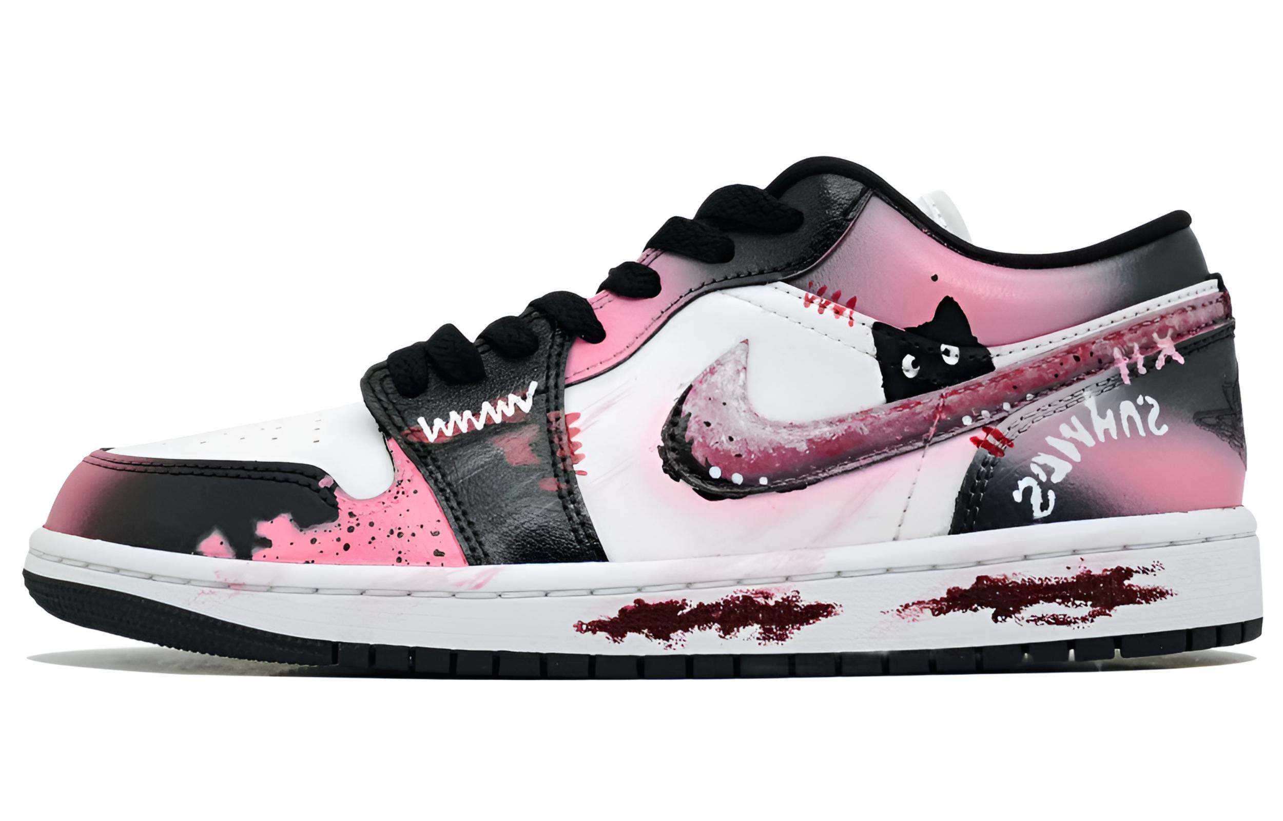 

Air 1 Cat Ning устойчивые к истиранию низкие кеды в винтажном стиле для баскетбола Unisex Jordan, черный розовый