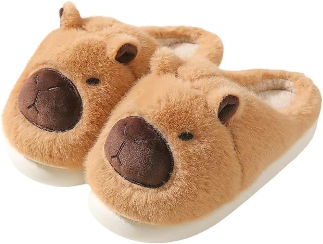 

Мультяшные тапочки HYMIC с коровой, милые уютные плюшевые тапочки для женщин и мужчин, зимние теплые мягкие тапочки для дома и улицы, коричневый