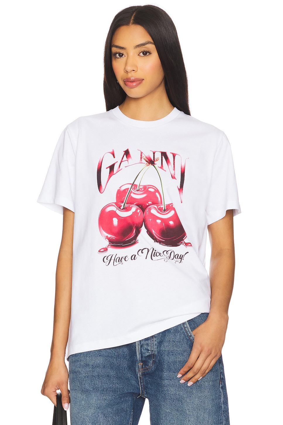 

Футболка свободного кроя Cherry от Ganni, bright white