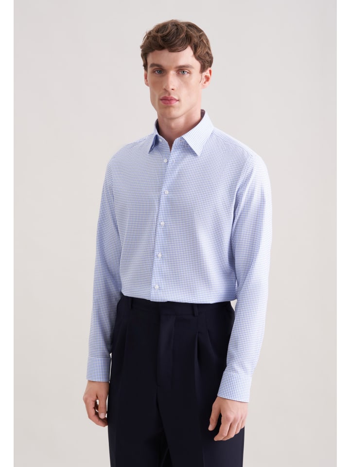 

Seidensticker Приталенная деловая рубашка среднего синего цвета