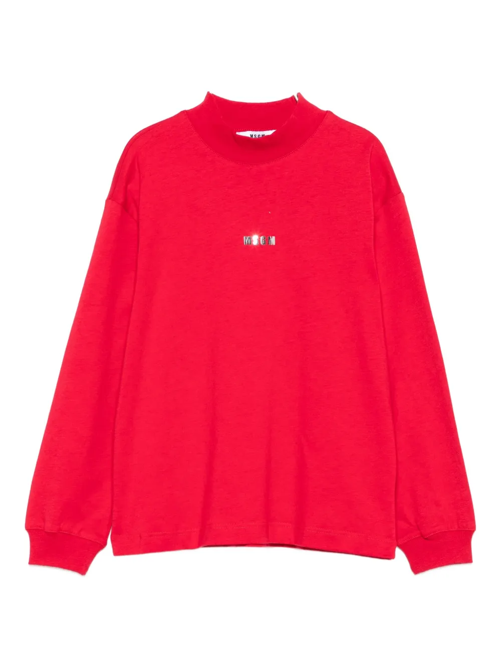 

Топ с вышитым логотипом и воротником-стойкой MSGM Kids, красный