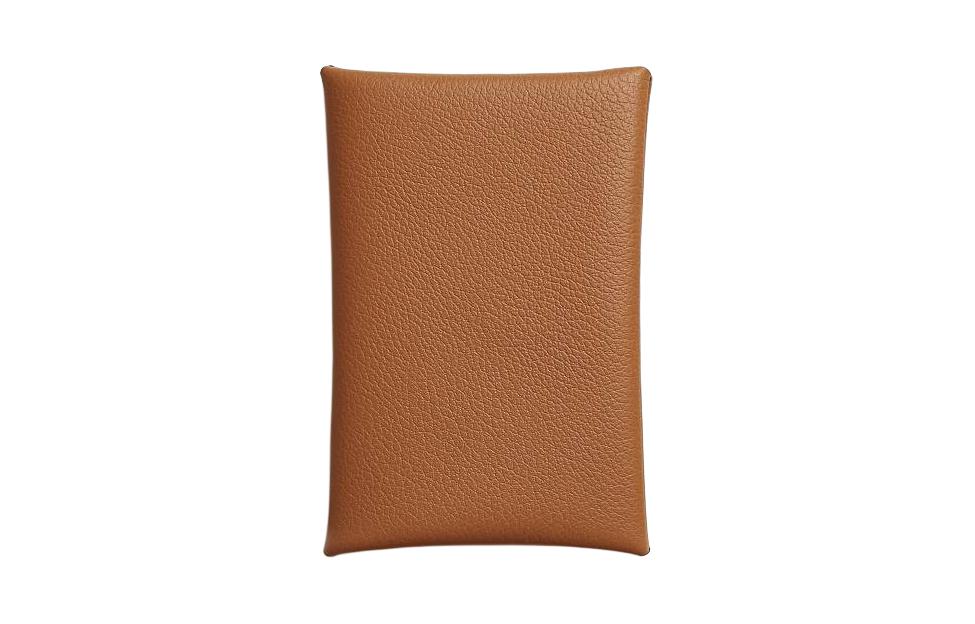 

Hermes Кожаный держатель для карт Calvi Evercolor, женский, 37, золотисто-коричневый