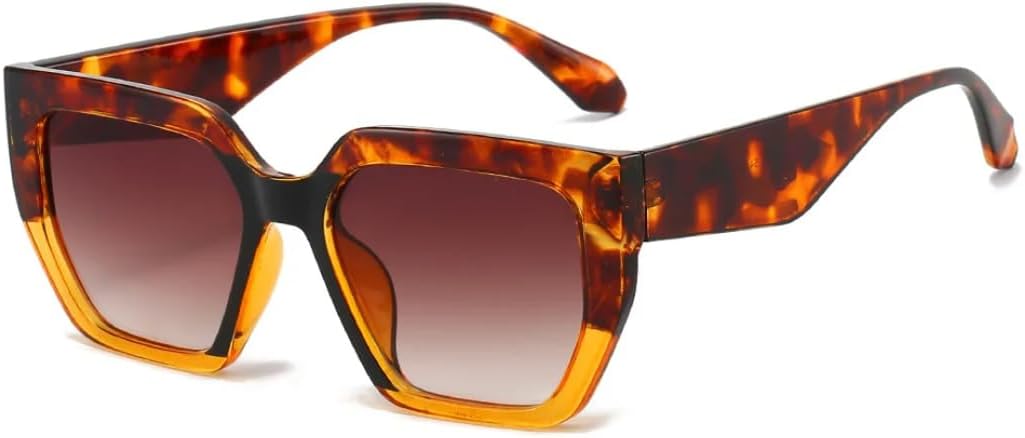 

Ретро квадратные солнцезащитные очки с леопардовым градиентом для женщин, контрастные, с толстой оправой, модный тренд, мужские солнцезащитные очки UV400 UATXTAU, Leopard Orange