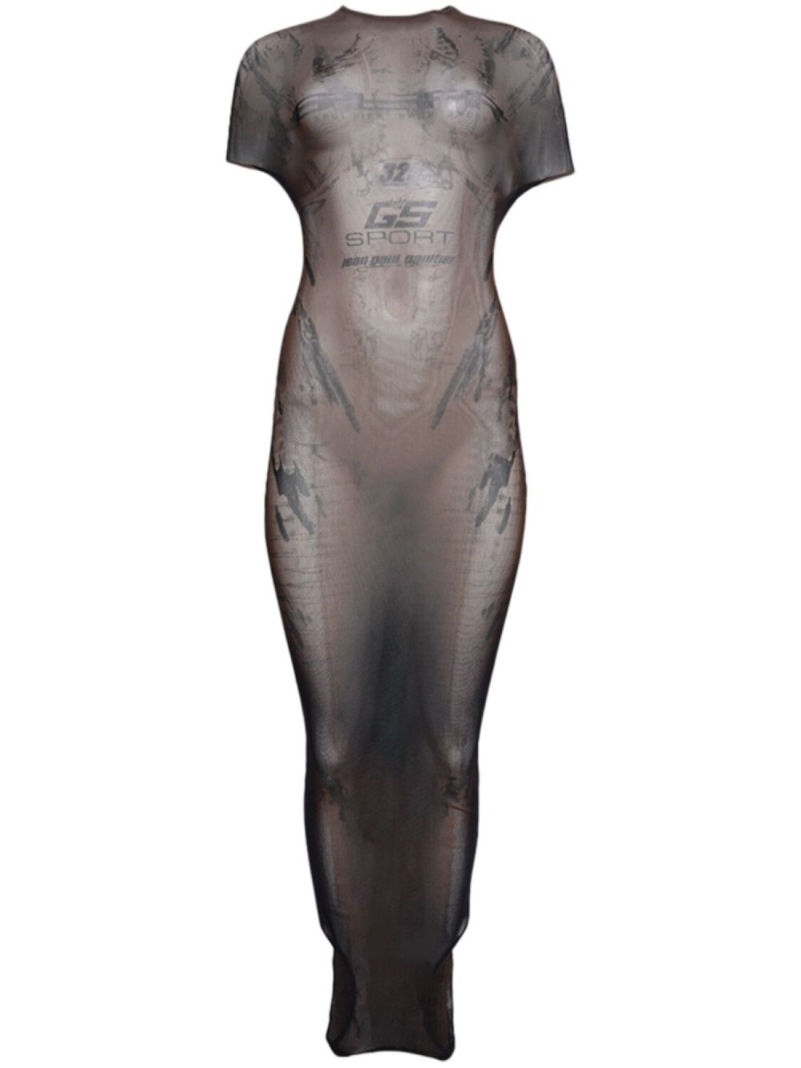 

Платье из сетки с принтом Jean Paul Gaultier, черный