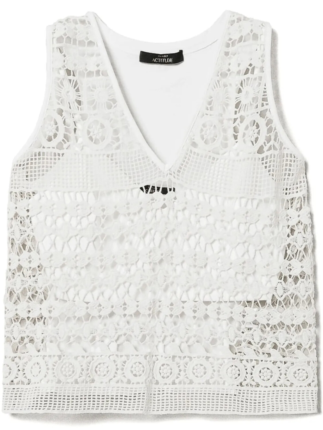 

TWINSET топ из джерси с кружевом макраме, белый