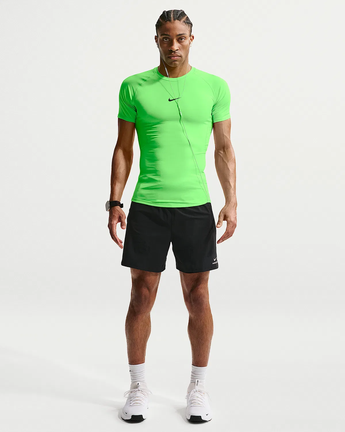 Мужская облегающая футболка с коротким рукавом Dri-FIT Nike Pro, Green Strike/Black — фото 4